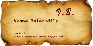Vrana Balambér névjegykártya